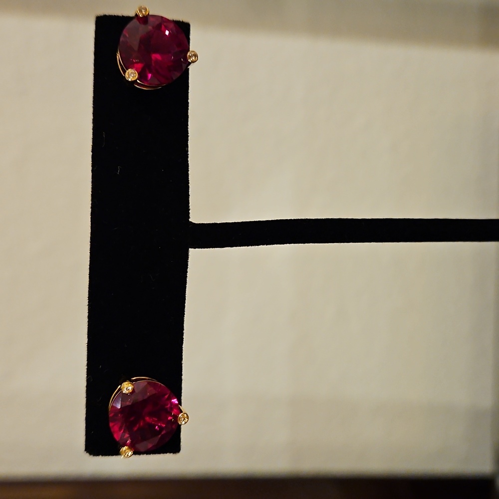 Kate Spade Fuchsia Cubic Zirconia Stud Earrings - Picture 4 of 4